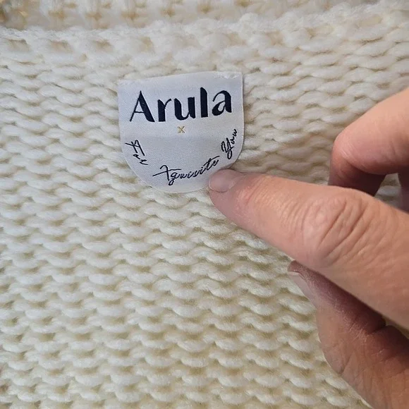 Arula Pink‎ 3D Bow Cream Open Cardigan Chunky-knit Boho Cottagecore Size X (XL) - Picture 6 of 13